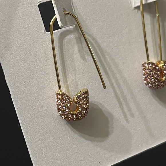 BaubleBar Gold and Pink Diamond Safety Pin Earings - Picture 5 of 6